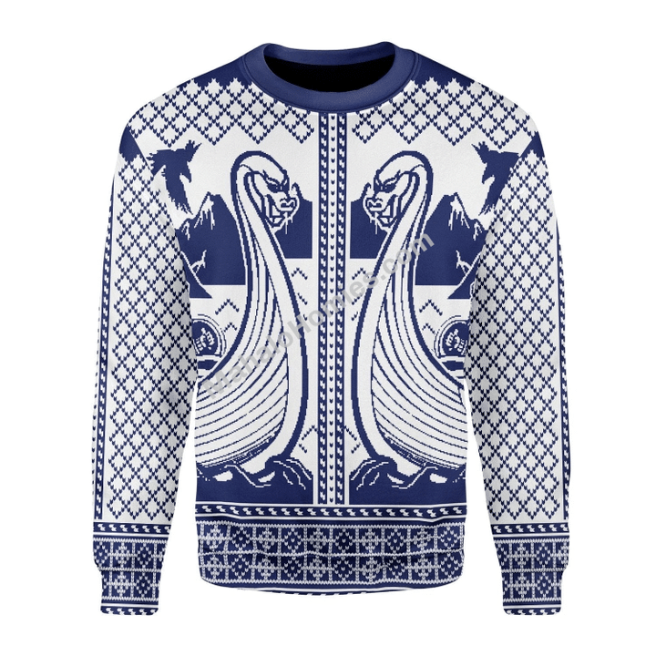 Merry Christmas Mahalohomies Unisex Christmas Sweater Viking Boat 3D Apparel