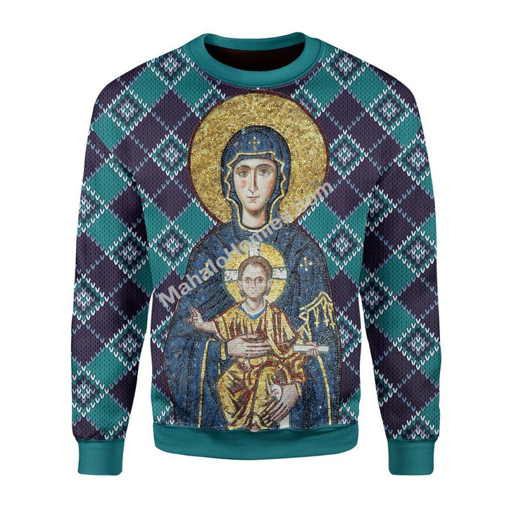 Mahalohomies Christmas Sweater Maria And Jesus In Eastern Orthodox 3D Apparel