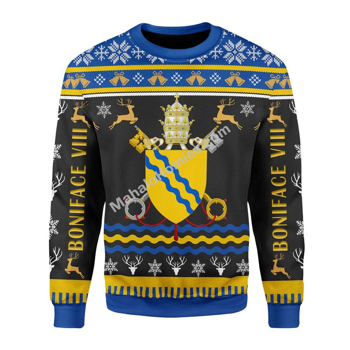Mahalohomies Unisex Christmas Sweater Pope Boniface VIII Coat of Arms 3D Apparel