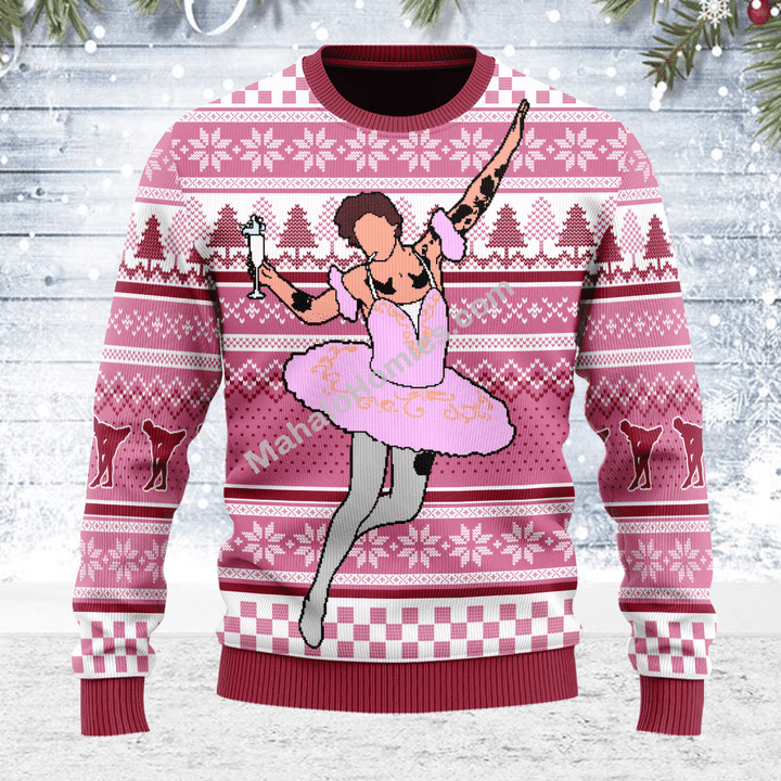 Mahalohomies Unisex Christmas Sweater Ballerina 3D Apparel