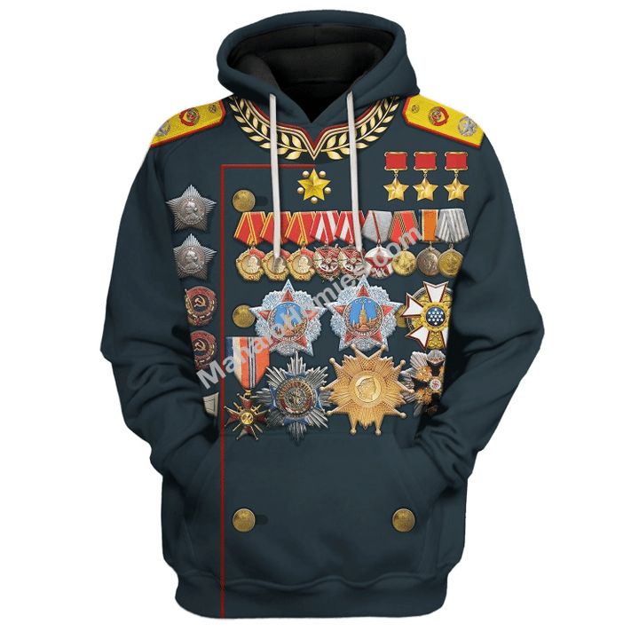 Mahalohomies Tracksuit Hoodies Pullover Sweatshirt Georgy Zhukov Soviet General and Marshal Of The Soviet Historical 3D Apparel