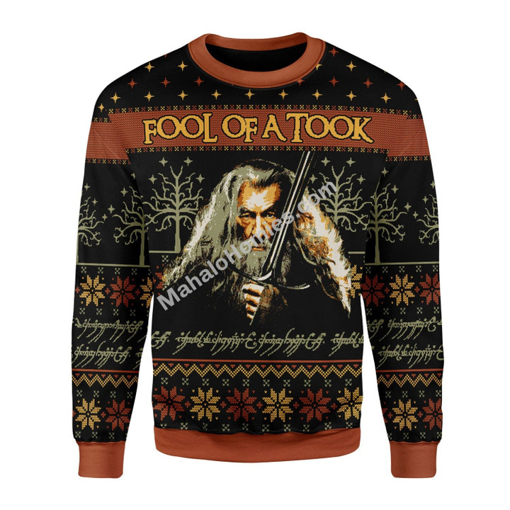 Merry Christmas Mahalohomies Unisex Christmas Sweater Gandalf LOTR 3D Apparel