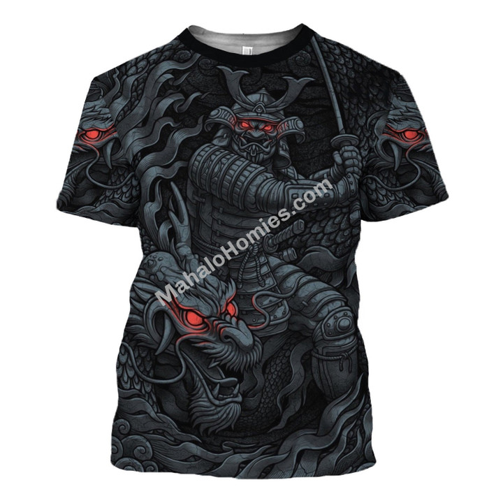 MahaloHomies Unisex T-shirt Samurai Dragon 3D Costumes