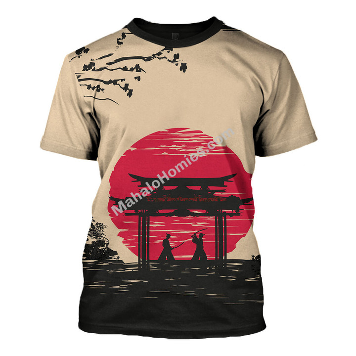 MahaloHomies Unisex T-shirt Japanese Samurai Fighters 3D Costumes
