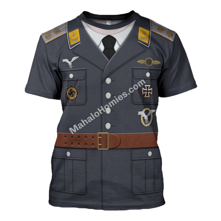 MahaloHomies Unisex T-shirt Service Uniform Of A German Air Force (Luftwaffe) Captain In WW2 3D Costumes