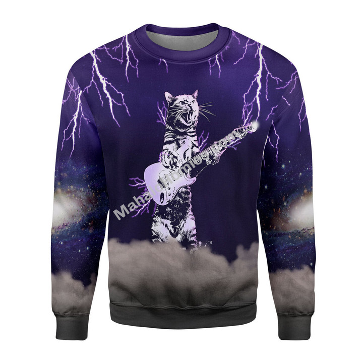 MahaloHomies Sweatshirt Cat Playing Guitar Meme 3D Costumes