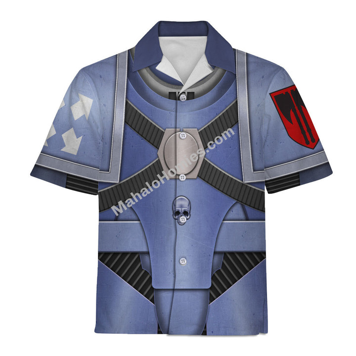MahaloHomies Unisex Hawaiian Shirt Pre-Heresy Space Wolves in Mark IV Maximus Power Armor 3D Costumes