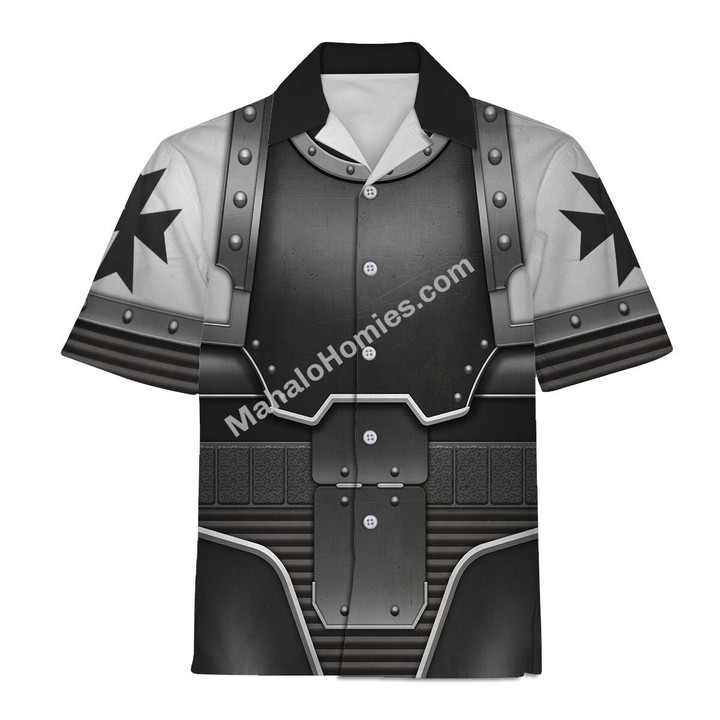 MahaloHomies Unisex Hawaiian Shirt Black Templars In Mark III Power Armor 3D Costumes