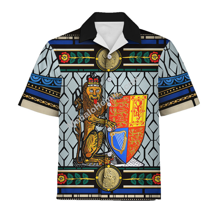 Mahalohomies Hawaiian Shirt Lion of England Stained Glass 3D Apparel