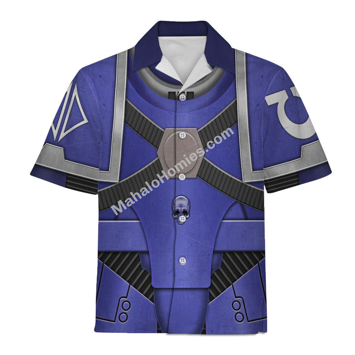 MahaloHomies Unisex Hawaiian Shirt Pre-Heresy Ultramarines in Mark IV Maximus Power Armor 3D Costumes