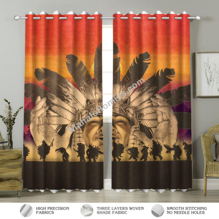 Native American Pow Wow Dance Sunset Curtains