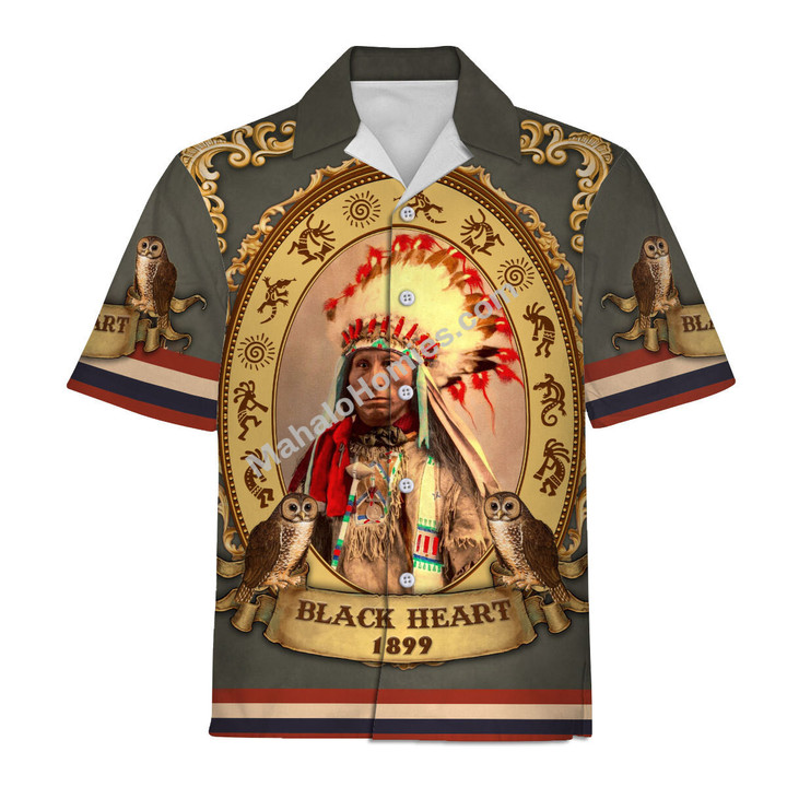 Mahalohomies Hawaiian Shirt Black Heart Oglala Lakota 1899 3D Apparel