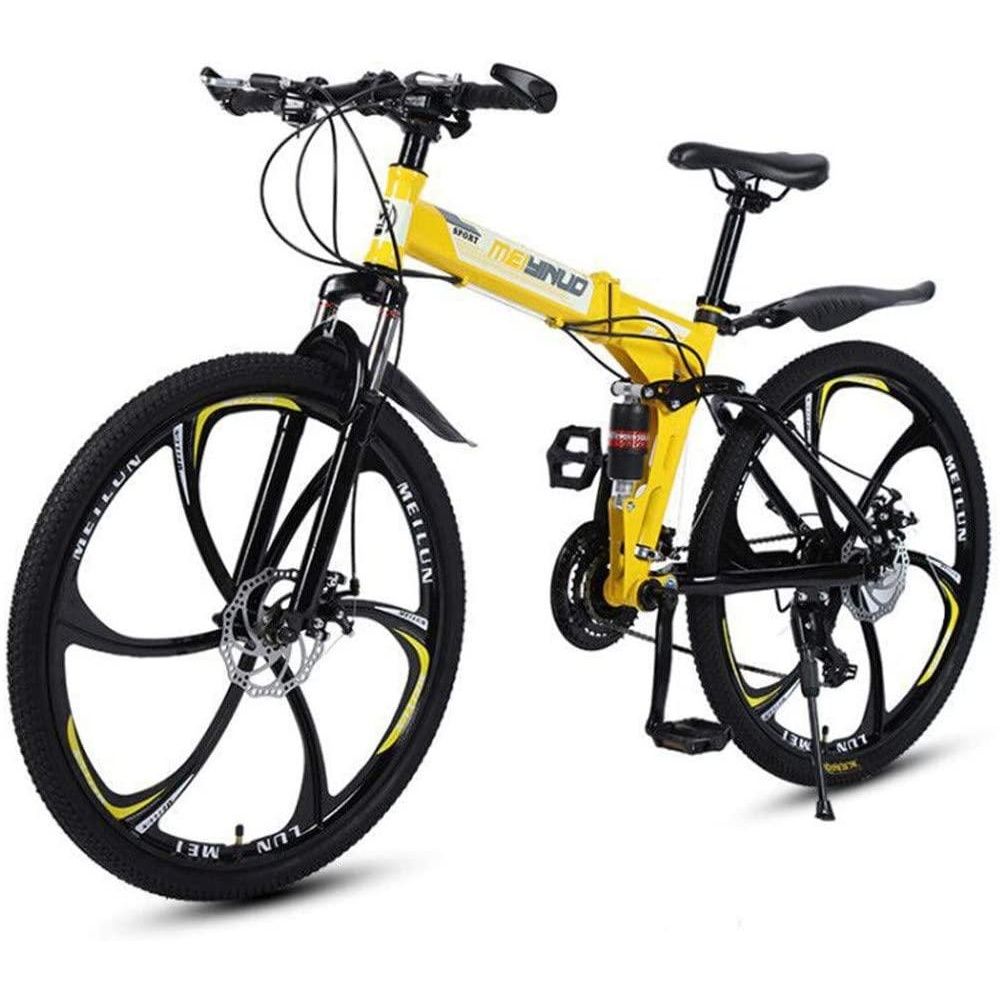 Casual 26 inch Full Suspension Mountain Bike 21 Speed Folding Non-slip Bicycle 