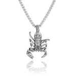 Men Hip Hop Jewelry Scorpio Long Chain Silver Color Scorpion Pendant Necklace