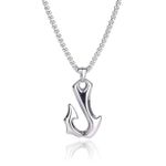 Trendy Men's Necklaces Jewelry Punk Stainless Steel Fish Hook Shape Pendant Necklace