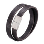 Fashion Stainless Steel Charm Magnetic Black Brown Men Wrap Bracelet