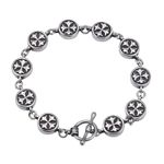 Silver Fashion Jewelry 218mm Stainless Steel Morning Glory Bracelets for Men