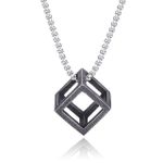 Punk Rock Hollow Cube Pendant Stainless Steel Chain Necklaces Unisex Jewelry