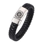 Genuine Leather Braided Bracelet with Silver Magnetic Clasp in Stainless Steel