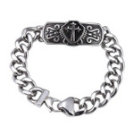 Male Jewelry Gift 13mm Silver Cuban Link Chain Stainless Steel Cross Bracelets