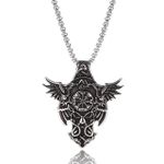 Hip Hop Rock Double Crow Totem Amulet Pendant Necklaces Stainless Steel Chain