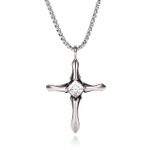 Unisex Gifts Stainless Steel White Zircon Cross Pendants Necklaces for Sale