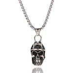 Gothic Skeleton Pendant Necklaces Retro Stainless Steel Long Chain Choker Men