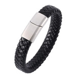 Black Hand Braided Leather Rope Chain Simple Coarse Bracelets Designed for Men