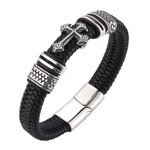 Vintage Handwoven Microfiber Leather Strap Cross Bracelets Men's Rope Chain