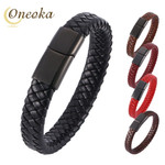 Modern Simple Bracelet Fashion Braided Leather Bracelets with Magnetic Buckle
