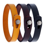 Fashion Unisex Cuff Bracelet with Simple Leather Strap and Stainless Steel Snap