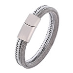 Unique Double Woven Microfiber Leather Bracelet with Stainless Wire Wristband