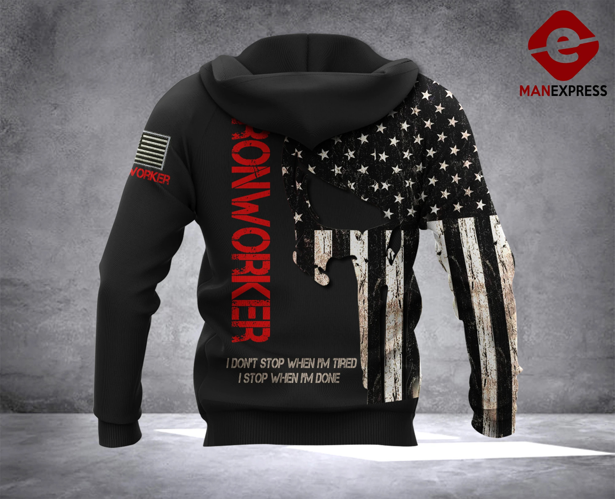 Ironworker Flag-Don't stop 3d Printed HOODIE T6O