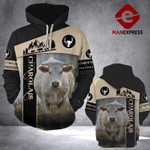 Charolais cattle 3D printed hoodie CVK