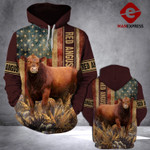 Red Angus cattle 3D printed hoodie UDF