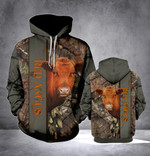 Red Angus cattle camo 3D printed hoodie JFH