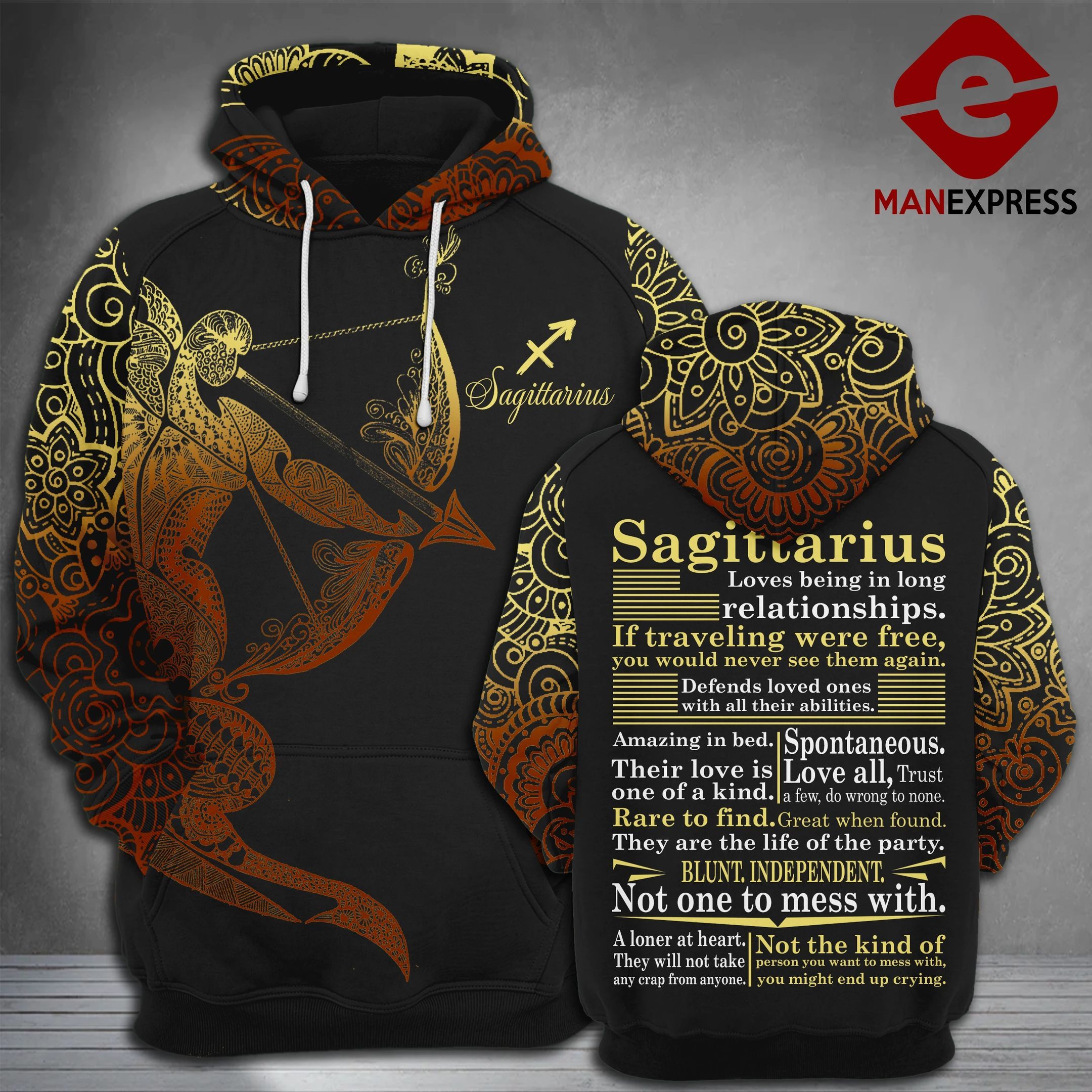 Sagittarius 3D printed hoodie QLA