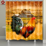 Rooster ranch grass 3D printed shower curtain