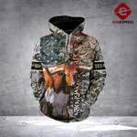 Texas Longhorn cattle 3D printed hoodie MAZ
