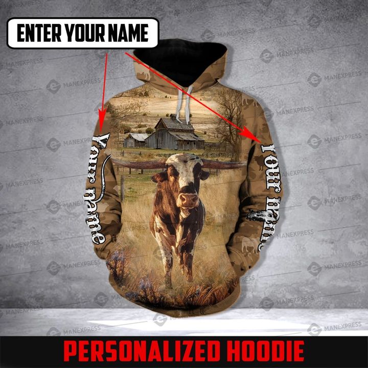 CUSTOMIZE TEXAS LONGHORN CAMOUFLAGE LMT 3D PRINT HOODIE