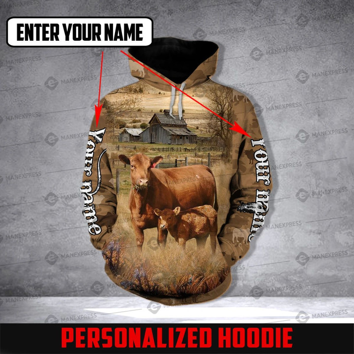 CUSTOMIZE RED ANGUS CAMOUFLAGE LMT 3D PRINT HOODIE