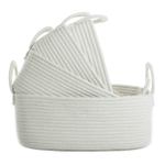 La Jolie Muse Storage Baskets Set of 4, Woven Basket Cotton Rope Bin, Small White Basket Organizer