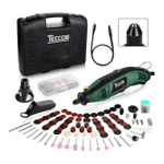 Teccpo Rotary Tool Kit 1.5 Amp, 6 Variable Speed With Flex Shaft, Universal Keyless Chuck For Crafting Projects
