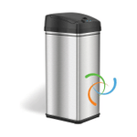iTouchless 13 Gallon Automatic Trash Can, Black/Stainless Steel DZT13P