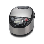 Tiger 5.5-Cup (Uncooked) Micom Rice Cooker With Food Steamer Slow Cooker, Stainless Steel Black