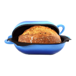 LoafNest Cast Iron Dutch Oven and Perforated Non-Stick Silicone Liner, Blue Gradient