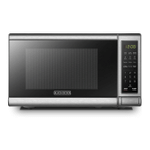 Black+Decker EM720CB7 Digital Microwave Oven With Turntable Push-Button Door, Stainless Steel, 0.7 Cu.ft
