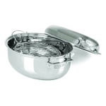 Viking 3-Ply Stainless Steel Oval Roaster With Metal Induction Lid And Rack, 8.5 Quart