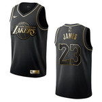 Men's Los Angeles Lakers #23 LeBron James Golden Edition Jersey - Black