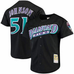 Randy Johnson Arizona Diamondbacks Mitchell And Ness Big And Tall Cooperstown Collection Mesh Button-Up Jersey- Black
